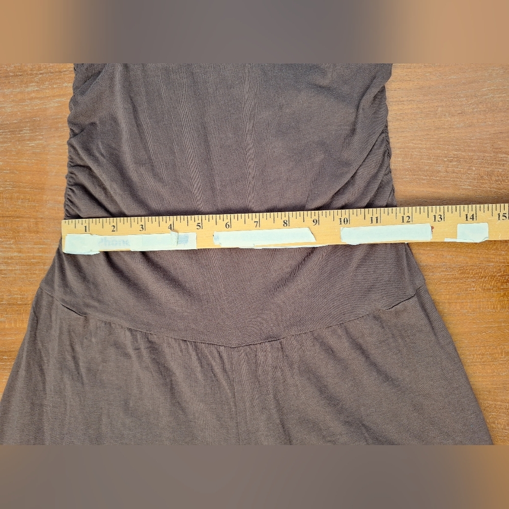 GUESS Y2K Wide Leg Crop Jumpsuit Bardot Drop Waist Brown Cotton Jersey Boho XS - Picture 9 of 10
